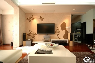 欧式风格二居室浪漫白色豪华型客厅电视背景墙沙发图片