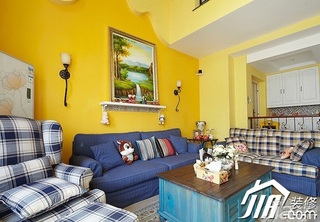 地中海风格复式温馨经济型120平米客厅沙发背景墙沙发图片