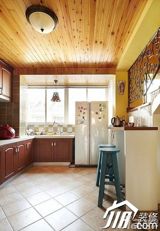 地中海风格复式实用经济型120平米厨房吧台橱柜设计