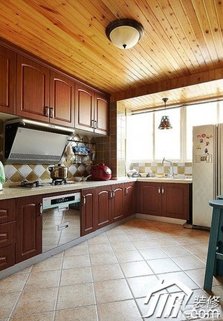 地中海风格复式实用经济型120平米厨房橱柜安装图