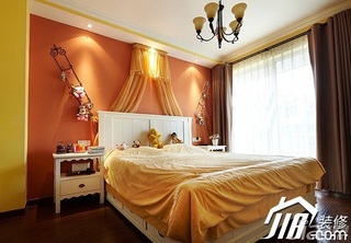 地中海风格复式温馨经济型120平米卧室卧室背景墙床效果图