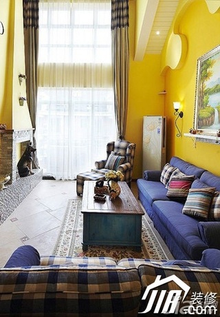 地中海风格复式温馨经济型120平米客厅沙发图片