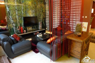 混搭风格别墅富裕型客厅电视背景墙沙发效果图