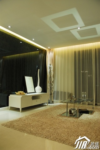 简约风格二居室大气暖色调豪华型140平米以上客厅窗帘图片