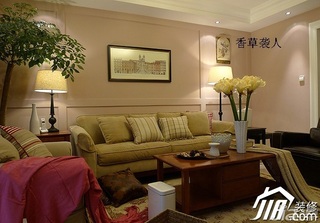 美式乡村风格公寓简洁富裕型120平米客厅沙发背景墙沙发效果图