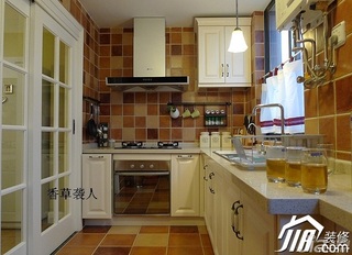 美式乡村风格公寓实用白色富裕型120平米厨房橱柜设计