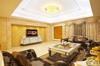 欧式风格公寓奢华黄色豪华型客厅沙发图片