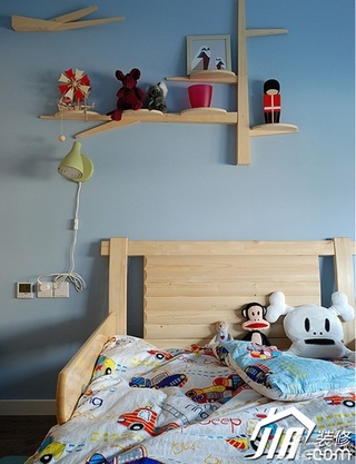 简约风格公寓可爱蓝色富裕型120平米儿童房儿童床效果图