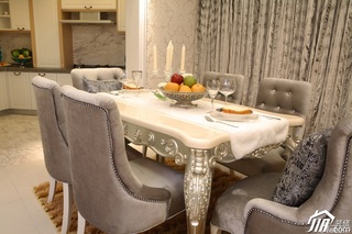 欧式风格三居室大气白色富裕型120平米餐厅餐桌效果图
