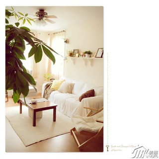 日式风格公寓温馨白色经济型客厅沙发效果图