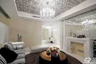 新古典风格三居室大气白色富裕型120平米客厅吊顶沙发效果图