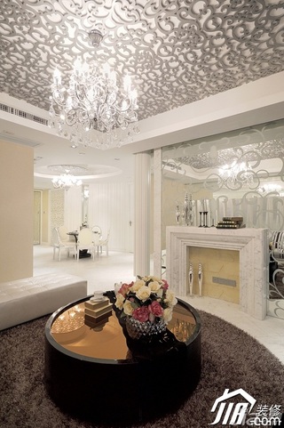 新古典风格三居室大气白色富裕型120平米客厅吊顶茶几图片