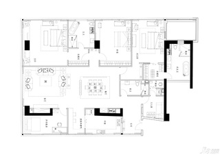 新古典风格公寓古典豪华型140平米以上户型图