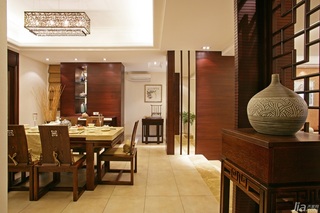 中式风格三居室大气原木色豪华型140平米以上餐厅餐桌图片