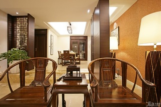 中式风格三居室大气原木色豪华型140平米以上客厅隔断设计