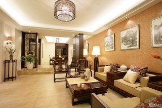 中式风格三居室大气原木色豪华型140平米以上客厅沙发图片