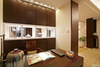 中式风格三居室大气原木色豪华型140平米以上书房书桌图片