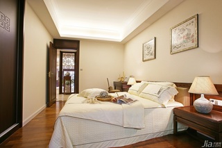中式风格三居室大气原木色豪华型140平米以上卧室床图片
