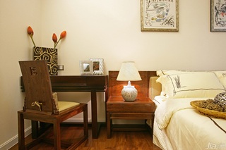 中式风格三居室大气原木色豪华型140平米以上卧室床效果图