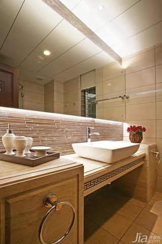 中式风格三居室大气原木色豪华型140平米以上洗手台效果图