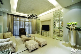 简约风格别墅冷色调豪华型140平米以上客厅电视背景墙沙发效果图