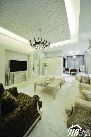 简约风格别墅冷色调豪华型140平米以上客厅电视背景墙沙发图片