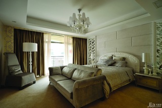 简约风格别墅冷色调豪华型140平米以上卧室飘窗床图片