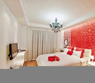 简约风格公寓简洁红色豪华型卧室卧室背景墙床效果图