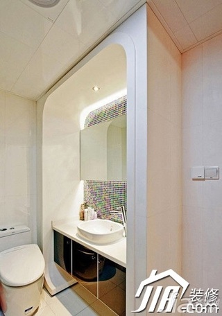 简约风格公寓简洁白色豪华型卫生间洗手台效果图