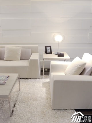 简约风格三居室白色富裕型客厅沙发图片