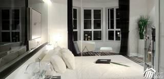 简约风格三居室白色富裕型卧室卧室背景墙床效果图