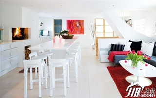 北欧风格二居室小清新白色经济型客厅餐桌图片