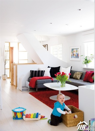 北欧风格二居室小清新经济型客厅沙发效果图