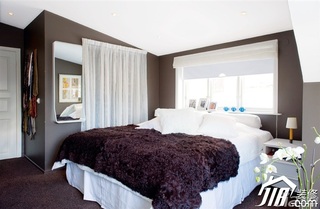 北欧风格二居室小清新白色经济型卧室背景墙床效果图
