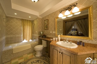 欧式风格别墅古典原木色豪华型140平米以上浴缸效果图