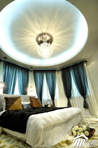 混搭风格公寓大气冷色调豪华型100平米卧室床图片