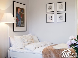 北欧风格小户型浪漫白色经济型卧室卧室背景墙床图片