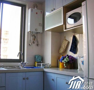 田园风格公寓实用蓝色5-10万90平米厨房橱柜图片