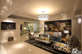 混搭风格二居室奢华冷色调豪华型110平米客厅沙发效果图