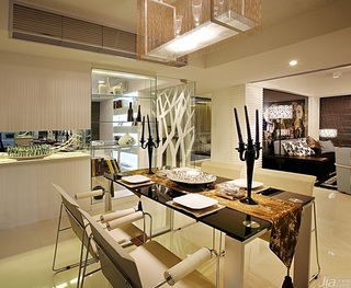 混搭风格二居室奢华冷色调豪华型110平米餐厅餐桌效果图