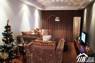 日式风格三居室温馨暖色调富裕型90平米客厅沙发图片
