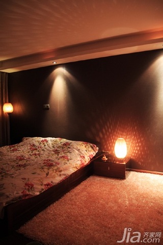 日式风格三居室温馨暖色调富裕型90平米卧室床图片