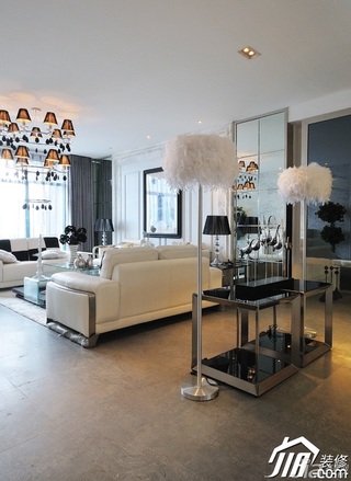 欧式风格四房大气白色富裕型客厅沙发图片