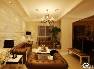 新古典风格二居室稳重原木色豪华型客厅沙发图片