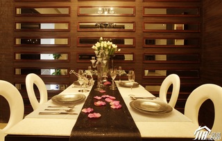 新古典风格二居室稳重原木色豪华型餐厅餐桌效果图
