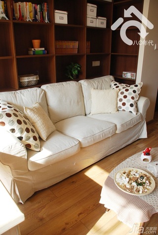 简约风格小户型小清新白色经济型60平米客厅沙发图片
