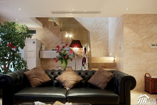 简约风格复式稳重白色豪华型客厅楼梯沙发效果图