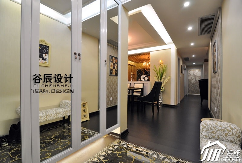 简约风格,公寓装修,富裕型装修,简约风格过道,推拉门,餐厅,地毯
