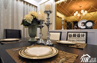 简约风格公寓富裕型餐厅背景墙餐桌效果图