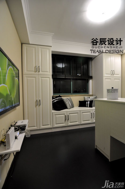 公寓装修,富裕型装修,简约风格,书房,书桌,书柜